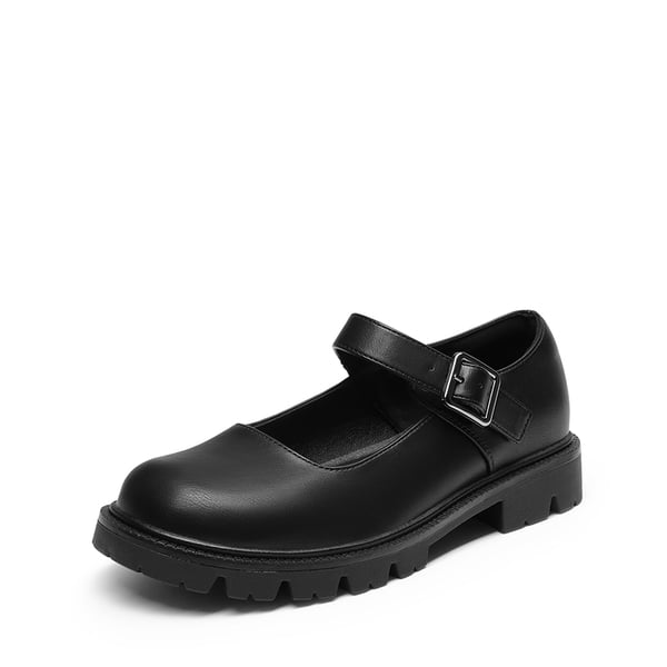 Women's Comfortable Wide Toe Box Platform Mary Janes - BLACK -  0