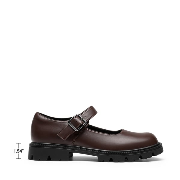 Women's Comfortable Wide Toe Box Platform Mary Janes - BROWN - 3