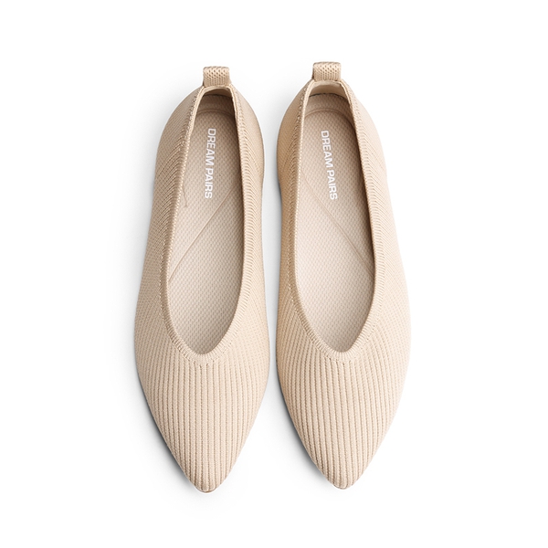 Ascenelle Women's Washable Arch Support Flats Knit Edition - NUDE - 3
