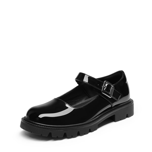 Women's Comfortable Wide Toe Box Platform Mary Janes - ALL BLACK -  0