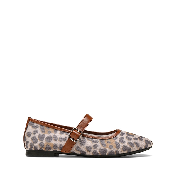 Women's Vegan Leather Mary Jane Flats - DARK LEOPARD - 3