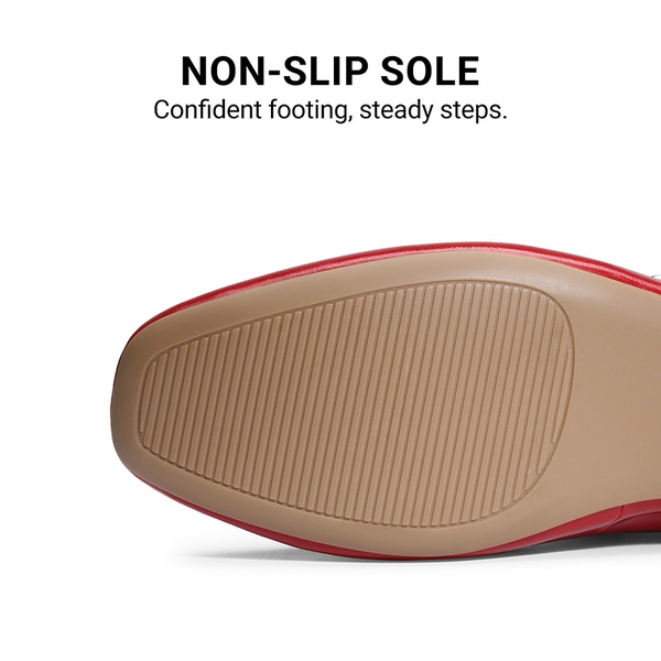 Women's Square Toe T-Strap Mary Jane Flats - RED - 4