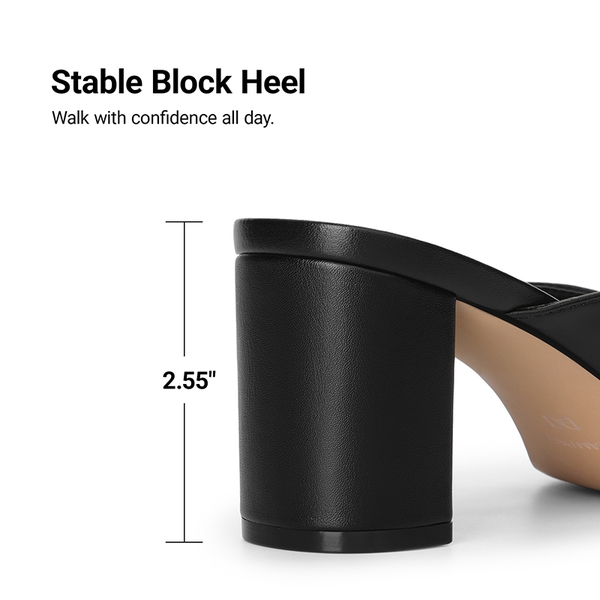 Women's Square Toe Thong Block Heel Sandals - BLACK - 5