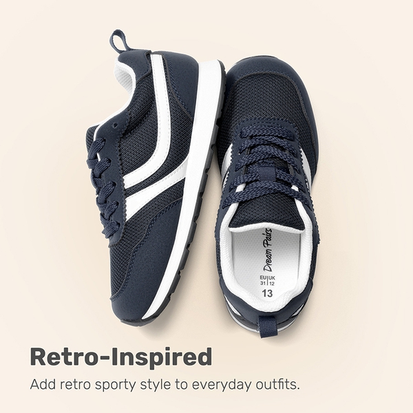 Kids' Retro Style Faux Suede Mesh Sneakers - NAVY - 3