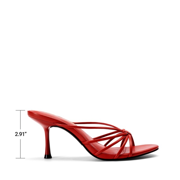 Women's Strappy Stiletto Heeled Mule Sandals - RED - 3