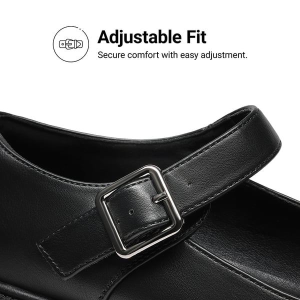 Women's Comfortable Wide Toe Box Platform Mary Janes - BLACK - 5
