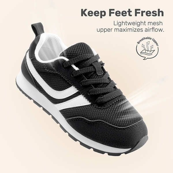 Kids' Retro Style Faux Suede Mesh Sneakers - BLACK - 2