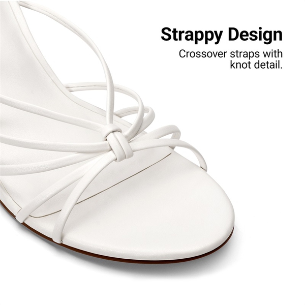 Women's Strappy Stiletto Heeled Mule Sandals - WHITE - 5