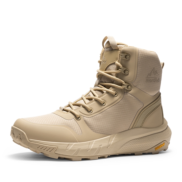Men's Wide Fit Lightweight Textile Zip Military Boots - SAND -  0