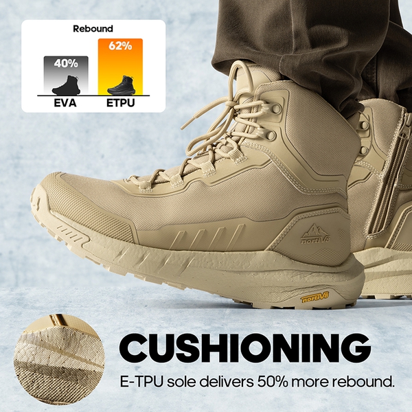 Men's Wide Fit Lightweight Tactical Work Boots with Side Zip - SAND - 2