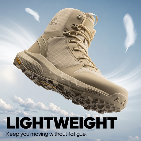 Men's Wide Fit Lightweight Textile Zip Military Boots - SAND - 3