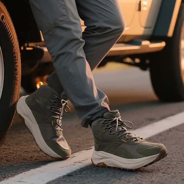 Men's Wide Toe Box Waterproof Hiking Boots - OLIVE - 8