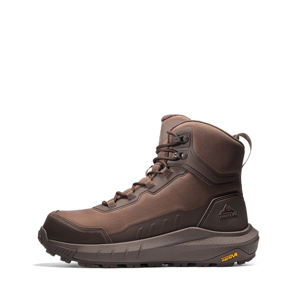 Men's Zip-Up Nano Composite Toe Safety Work Boots - DARK BROWN - 1