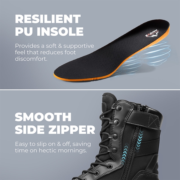 Men's Wide Fit Nano Composite Toe Safety Work Boots - BLACK - 5