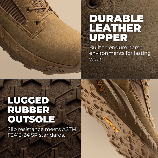 Men's Wide Fit Nano Composite Toe Safety Work Boots - COYOTE - 4