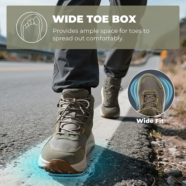 Men's Wide Toe Box Waterproof Hiking Boots - OLIVE - 3