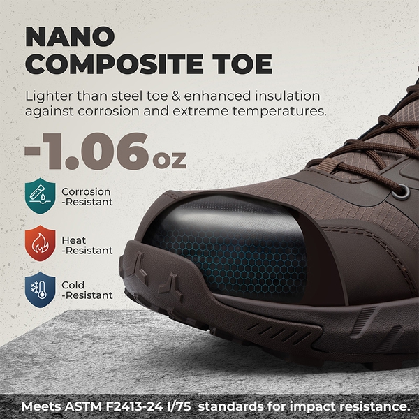 Men’s Wide Fit Nano Composite Toe Safety Boots - BROWN - 3