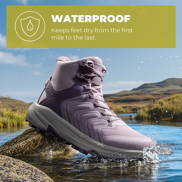 Women's Lightweight Waterproof Trail and City Hiking Boots - LIGHT PURPLE - 4