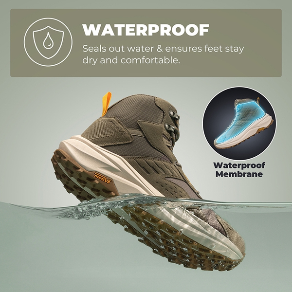 Men's Wide Toe Box Waterproof Hiking Boots - OLIVE - 5