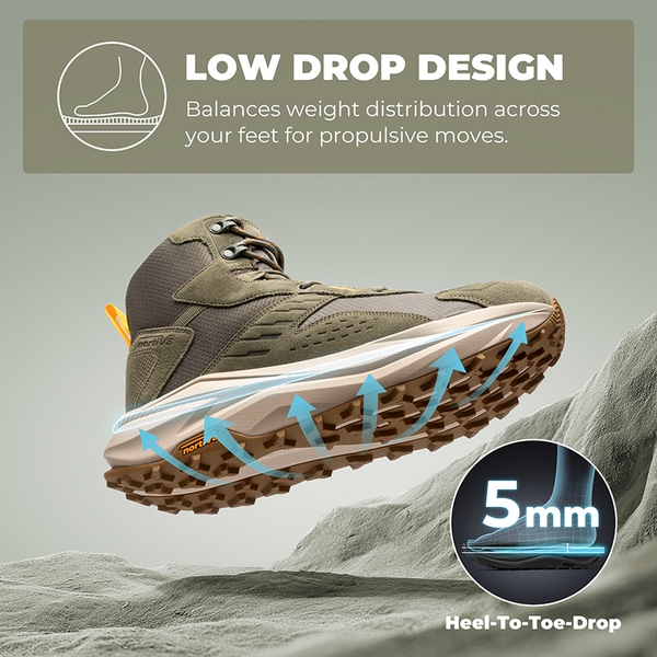Men's Wide Toe Box Waterproof Hiking Boots - OLIVE - 4