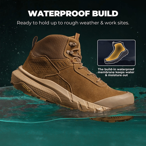 Men's Wide Fit Lightweight Waterproof Nano Toe Safety Work Boots - COYOTE - 5