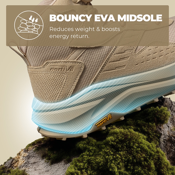 Men's Wide Toe Box Waterproof Hiking Boots - SAND - 6