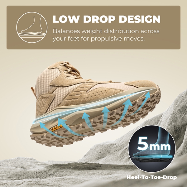 Men's Wide Toe Box Waterproof Hiking Boots - SAND - 4