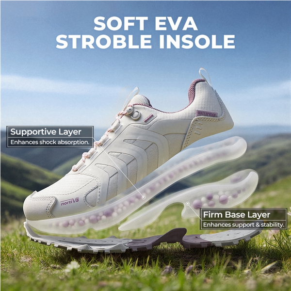 Women's DualStride Armadillo FieldLite Waterproof Hiking Shoes - WHITE/PURPLE - 4
