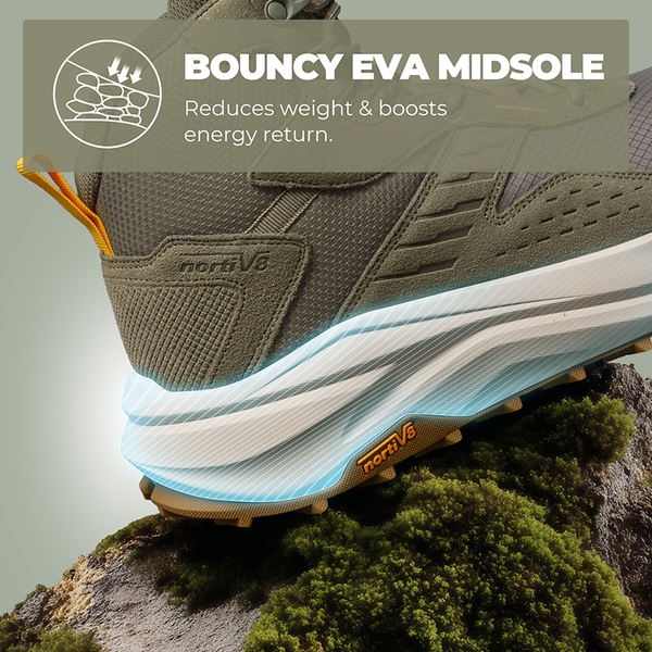Men's Wide Toe Box Waterproof Hiking Boots - OLIVE - 6