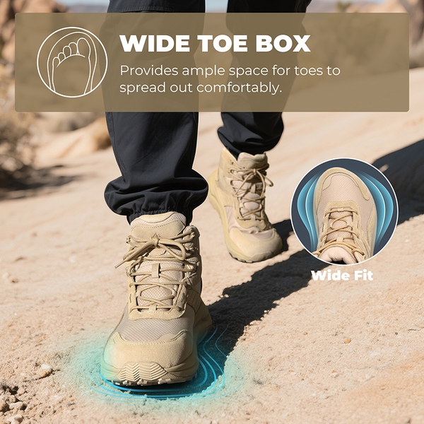 Men's Wide Toe Box Waterproof Hiking Boots - SAND - 3