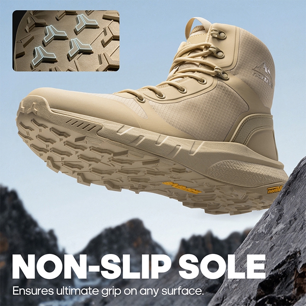 Men's Wide Fit Lightweight Textile Zip Military Boots - SAND - 1