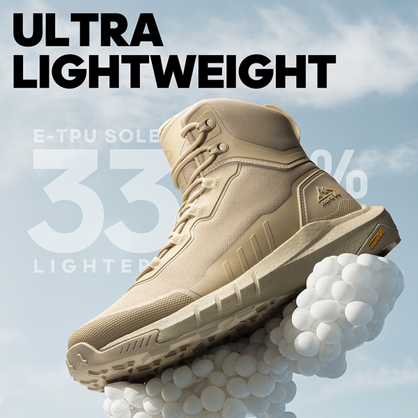 Men's Wide Fit Lightweight Tactical Work Boots with Side Zip - SAND - 1