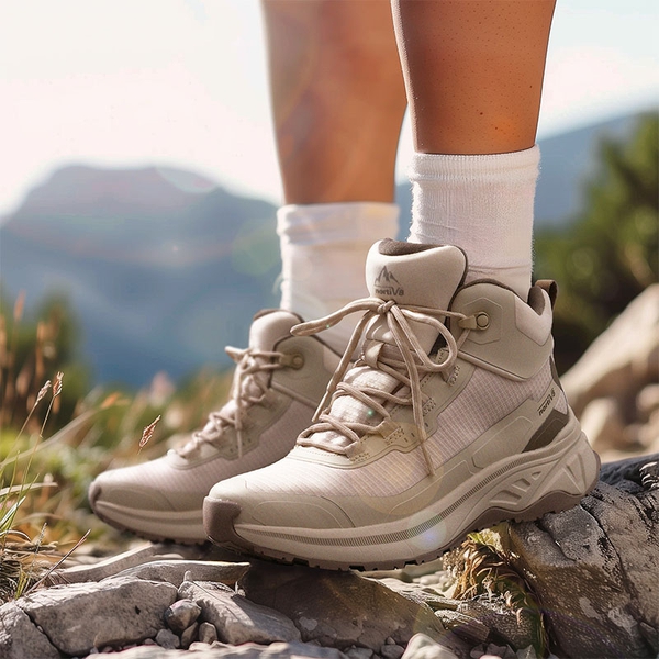 Women's Wide Fit Lightweight Color-Block Hiking Shoes - KHAKI-NEW - 8
