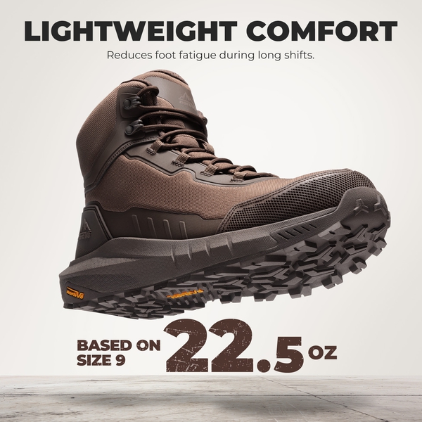 Men's Zip-Up Nano Composite Toe Safety Work Boots - DARK BROWN - 4