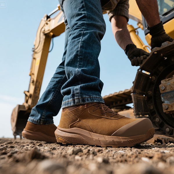 Men's Wide Fit Lightweight Waterproof Nano Toe Safety Work Boots - COYOTE - 8