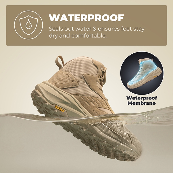 Men's Wide Toe Box Waterproof Hiking Boots - SAND - 5