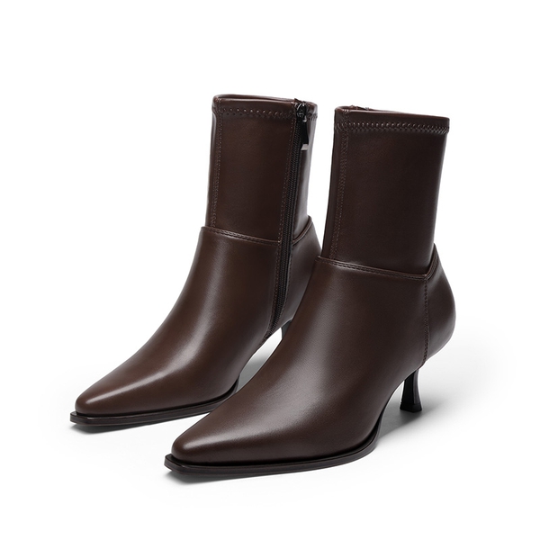 Women’s Pointed-Toe Stretch Ankle Boots - CHOCOLATE -  0