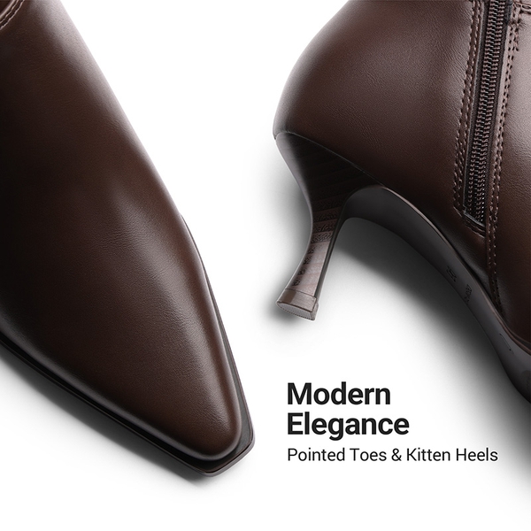 Women’s Pointed-Toe Stretch Ankle Boots - CHOCOLATE - 4