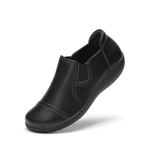 Women’s Comfortable Square-Toe Work Flats - BLACK -  0