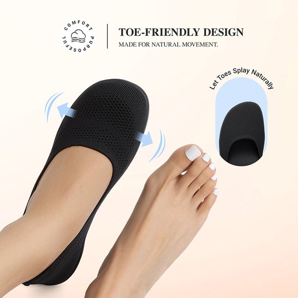 Women’s Wide-Toe Washable Knit Flats - BLACK - 4