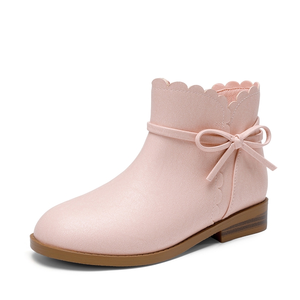 Girls’ Bow and Ruffle Ankle Boots - PINK -  0