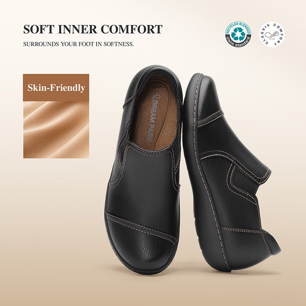 Women’s Comfortable Square-Toe Work Flats - BLACK - 5