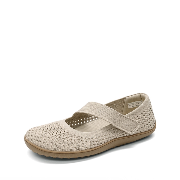 Women’s Wide-Sole Knit Mary Jane Flats - NUDE -  0