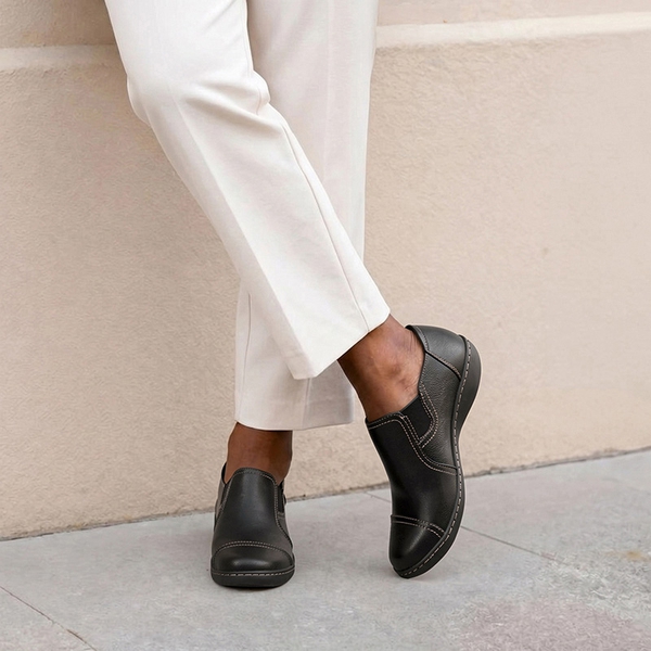 Women’s Comfortable Square-Toe Work Flats - BLACK - 2