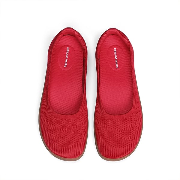 Women’s Wide-Toe Washable Knit Flats - RED -  0