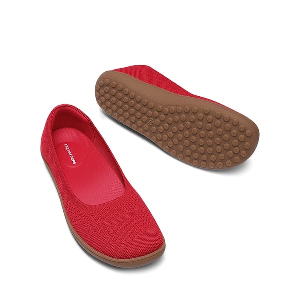 Women’s Wide-Toe Washable Knit Flats - RED - 3