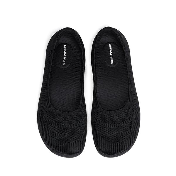 Women’s Wide-Toe Washable Knit Flats - BLACK -  0