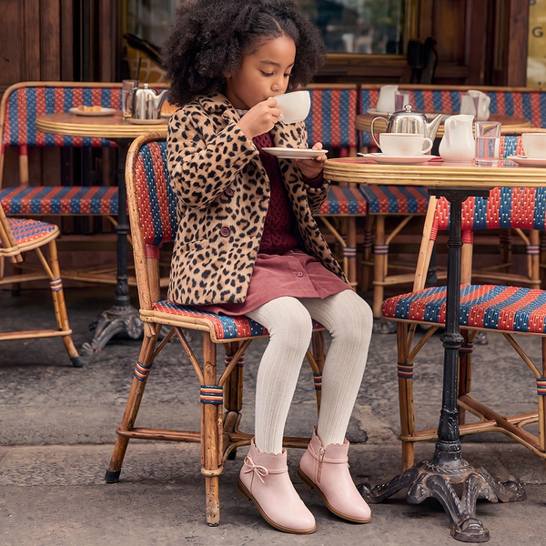 Girls’ Bow and Ruffle Ankle Boots - PINK - 1