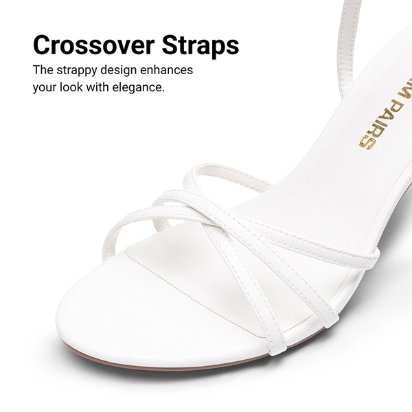 Women’s Crisscross-Strap Heeled Sandals - WHITE - 5