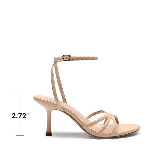 Women’s Crisscross-Strap Heeled Sandals - NUDE - 3